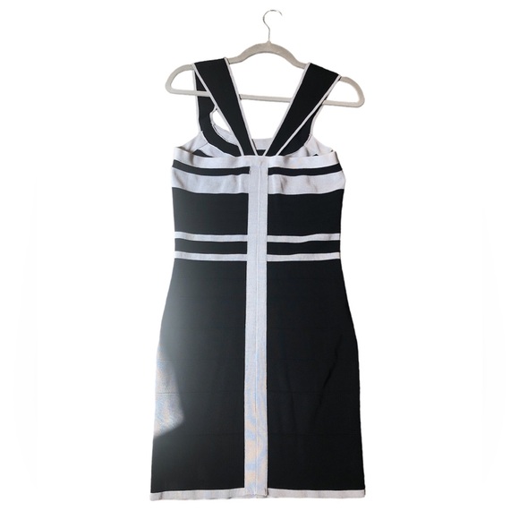 Express Bandage Sundress Black Gray Wide Strap Fitted Sexy - Picture 3 of 10